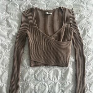 Abercrombie & Fitch Taupe Ribbed Crop Top, size S